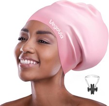 Large Swim Cap for Braids and Dreadlocks, Waterproof Silicone Swimming Cap for W