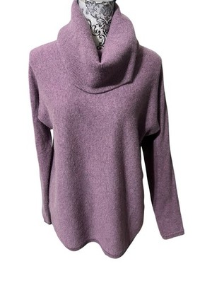 Max Studio 2 Ply 100% Cashmere Purple Turtleneck Sweater Women's Size Large