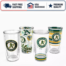 4 Pack Tervis MLB Oakland Athletics 16oz Classic Tumblers, Assorted