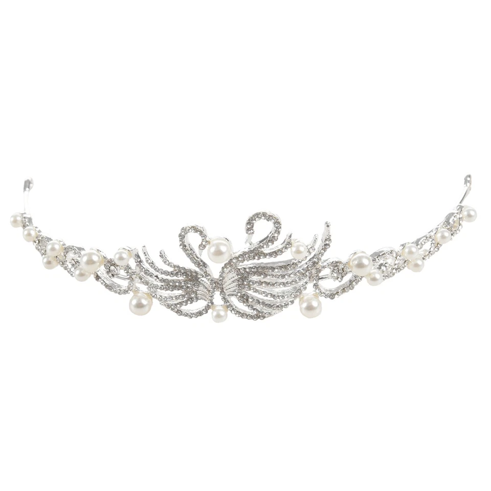 Silberlegierung Diademe und Kronen Haarschmuck für Frauen Bräute Schwan Diadem3198