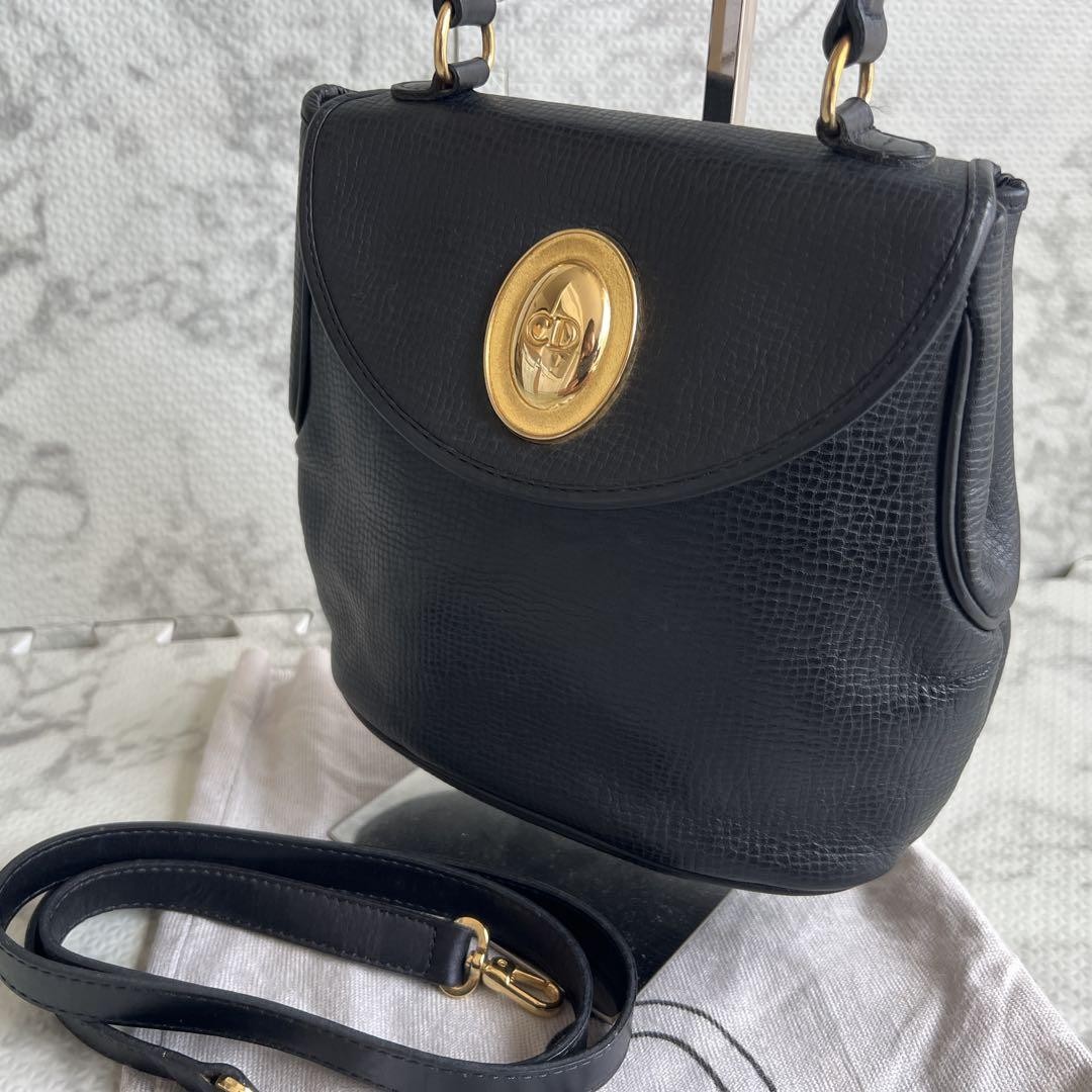 EXC Dior oval metal shoulder bag 2way leather handbag from Japan YZ