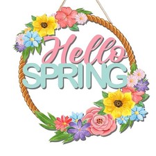 Easter Door Decoration, Openwork Spring Floral Welcome Sign, Rustic Style