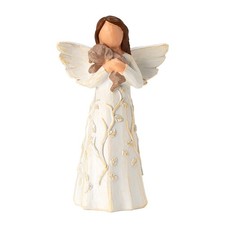 Friendship Angel Figurine with Dog Sculpture, Hand-Painted Memorial Gift for ...