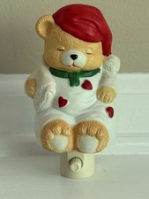 Vintage Teddy Bear W/Hearts Ceramic Night Light 5  