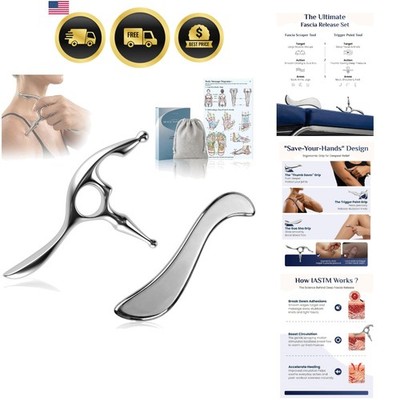 Trigger Point Massage Tool & Muscle Scraper Tool, Stainless Steel Body Gua Sh...