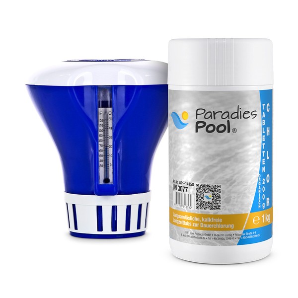Dosierschwimmer Mit Thermometer + 1Kg Chlortabletten 200G, Langsam LöSlich Pool-image