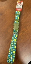 v) Coastal Pet Attire Green w/ turquoise green Polka Dots Collar Medium 14-20" 