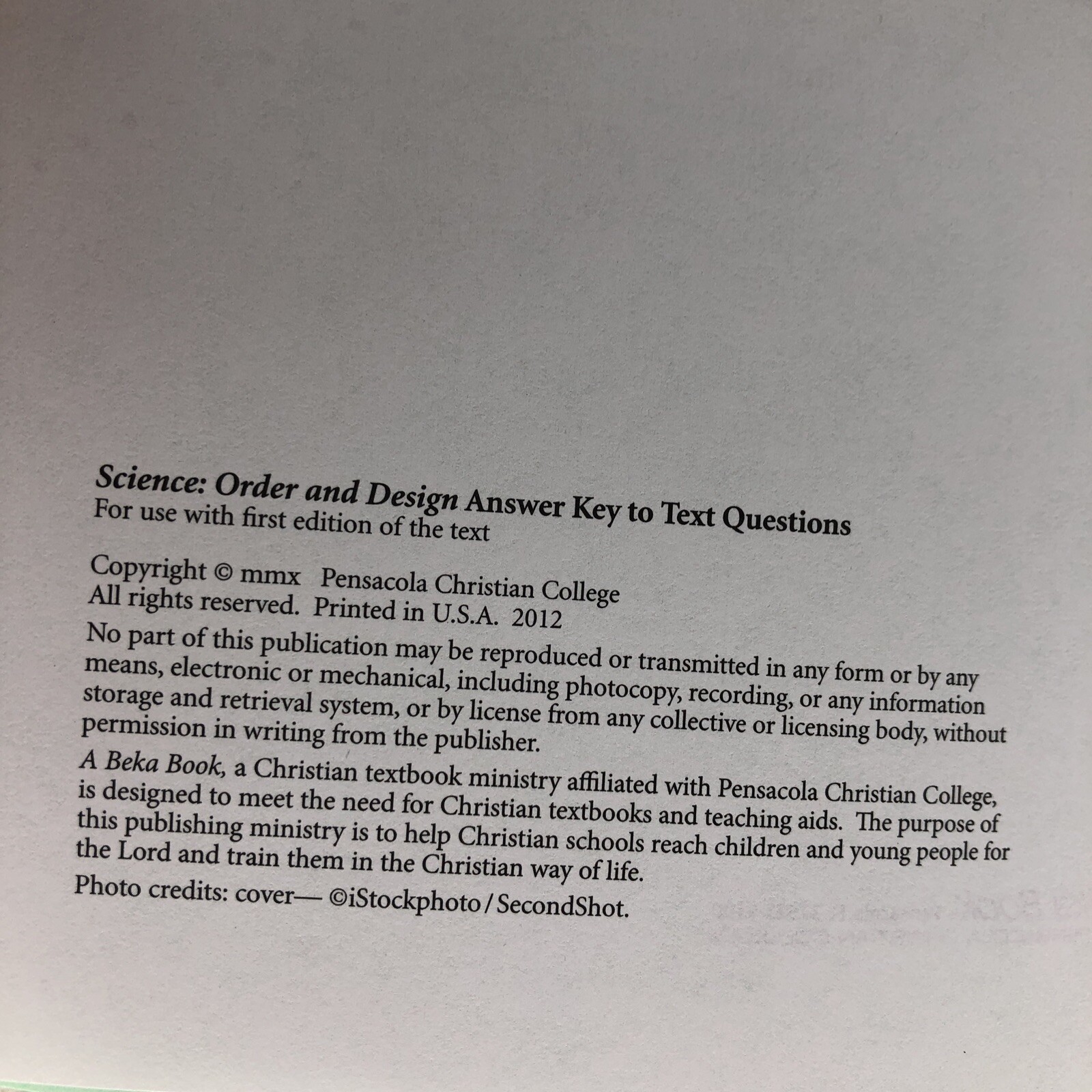 ABEKA 7th Grade Science Order & Design Answer Key to Test Questions 1st Ed  2010 | eBay