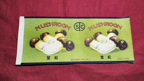 SALE! Japanese Vintage Can Food Label MATSUTAKE Mushroom SC 1930's