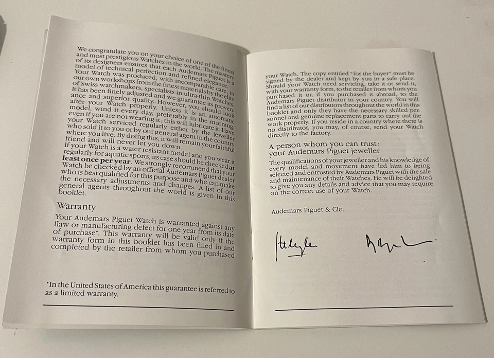 Audemars Piguet Certificat Et De Guarantee BC 25403 Certificate Original Certificat Foto 4 de 4