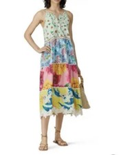NWT Anthropologie Farm Rio Mixed Floral Midi halter Dress Size S Floral Layers!!