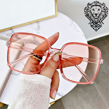 Oversized Gradient Pink Sunglasses Womens UV400 Fashion Square Eyewear