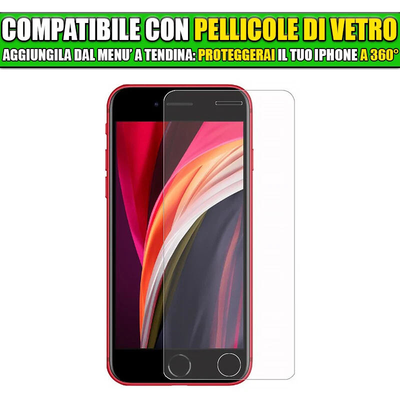 Cover per Apple iPhone SE 2020 / SE 2022 Silicone Trasparente + Pellicola Vetro - Immagine 2 di 4
