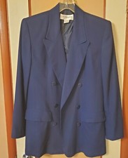 Vintage Liz Claiborne Double Breasted Blazer Jacket Size 4, Navy Rayon