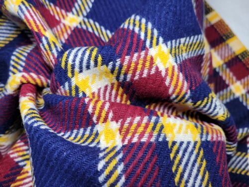 70s Plaid Tartan Wool Blend Multicolor Woven Sewing Craft Fabric 60x60" Vtg - Picture 8 of 24