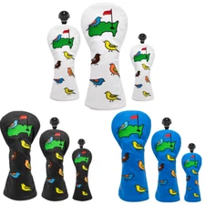 Birdie Embroidery Leather Golf Club HeadCover Fit All Driver Fairway Wood Hybrid