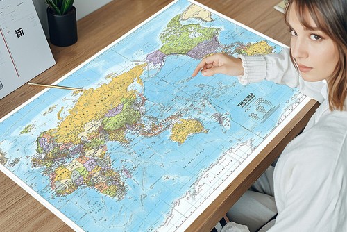 59*42cm World Map Geographical Canvas Education Print Wall Poster Waterproof - Bild 8 von 11