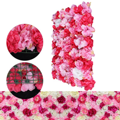 12pcs Rose Flower Wall Panels Artificial Silk Wedding Decor Party Home Floral