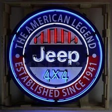Jeep Round 36 Inches Neon Sign Vintage Steel Can Design Neonetics 9JEEPA