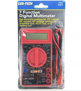 Cen-Tech 7 Function Digital Multimeter Tool LCD #90899, 32" Leads, New