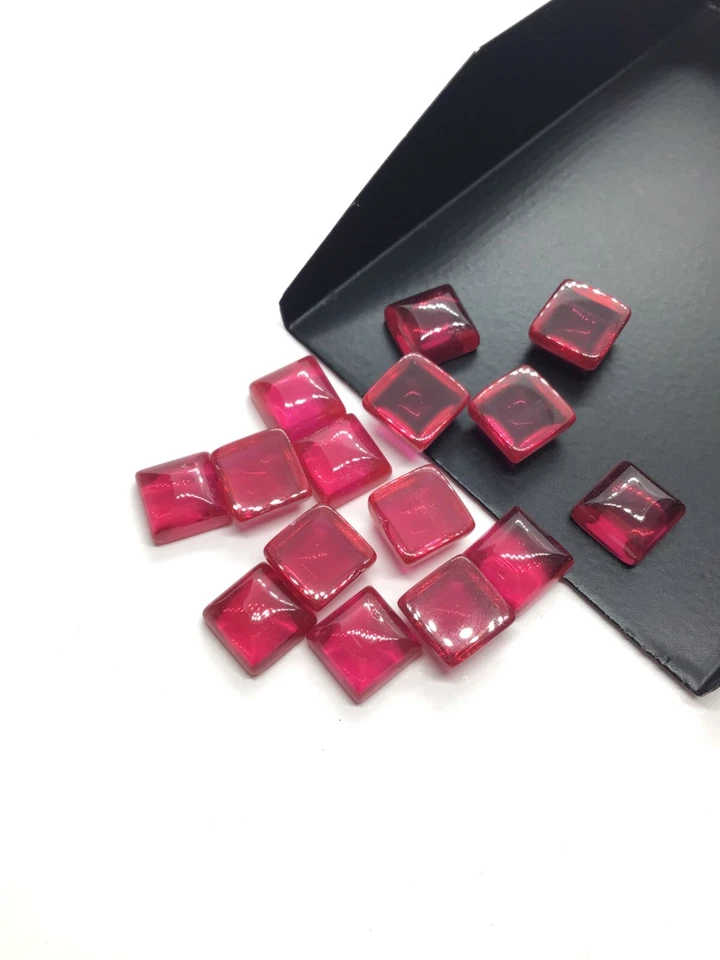 AAA Quality Synthetic Red Ruby 5mm,6mm Square Lab Created Faceted Gemstone - Image 2 of 4