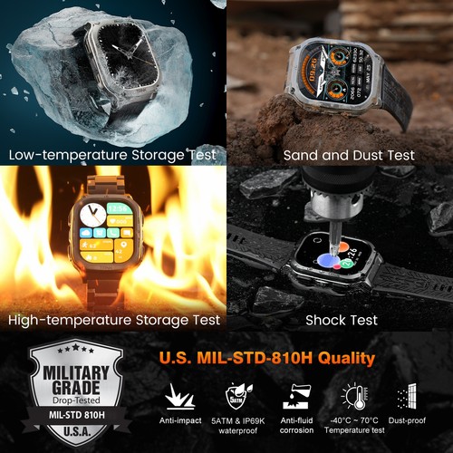 2024 HIDAMEL TANK M3 Smart Watch Men Smartwatch 480mAh Battery 5ATM Waterproof - Picture 5 of 14