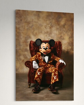Micky Maus Leinwand Bild Farbig Deko Wandbild Cartoon Pop Art Boss Mickey