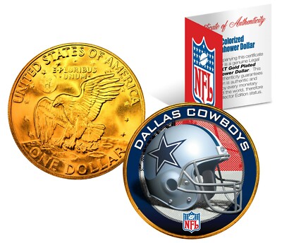 DALLAS COWBOYS NFL LICENSED 24K Gold Plated IKE Eisenhower Dollar U.S. Coin