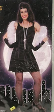 Women's Halloween Costume Size M 8-10, Black Sexy Flirty Flapper Dress Head Band