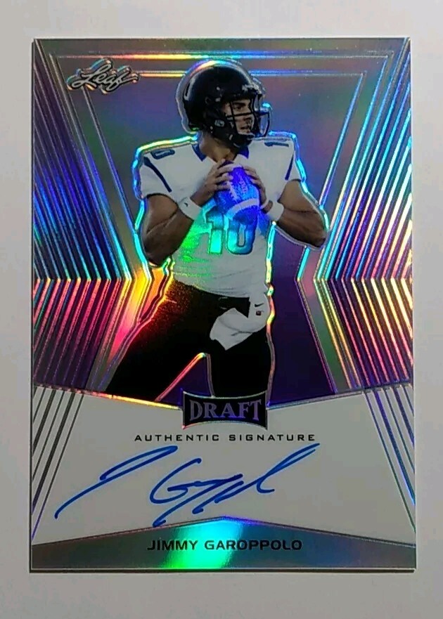 2014 14 Leaf Metal Draft Jimmy Garoppolo RC Rookie Auto Prismatic Purple 10/25