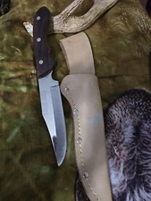 Vtg Maxam Hunting Knife MX-1, Sheath, Heavy Thick Hunter Survival Camp 