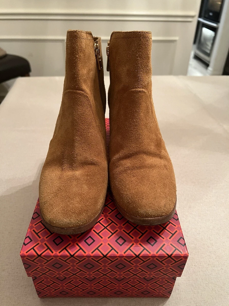 ほぼ未使用♡美品♡Tory Burch ブラウン アンクルブーツ Tory Burch Pierced Peep-Toe 75MM Metallic Leather Slingback Pumps