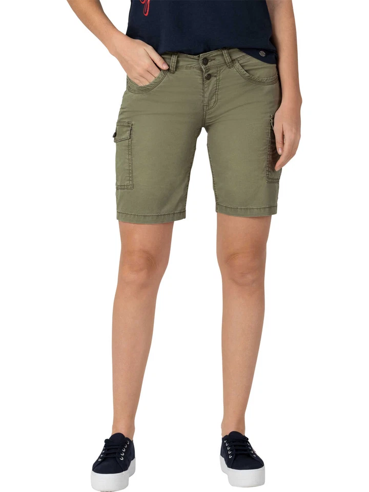 Timezone Mujer Cortos Cargo Delgado Nalitz - Slim Fit W24-W33 Beige Verde - Imagen 1 de 1