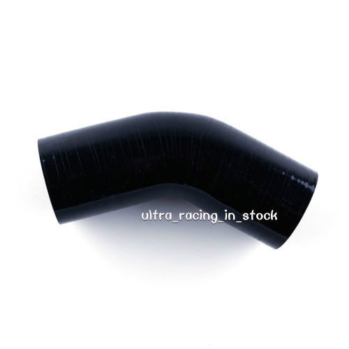 BLACK ID 38MM 45 DEGREE 1.5" ELBOW TURBO INTERCOOLER PIPE SILICONE COUPLER HOSE - Picture 1 of 6
