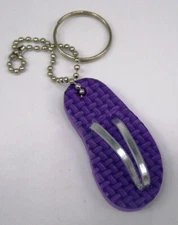 RUBBER - BEACH - 2" MINI FLIP FLOP SANDAL - KEYCHAIN - KEY RING - PURPLE  - NEW