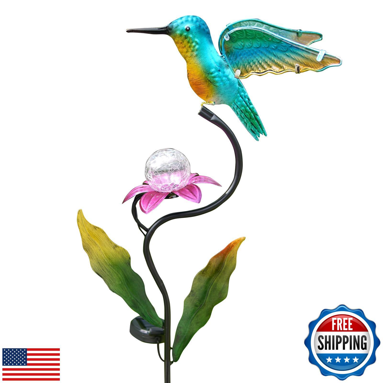 HONGLAND Outdoor Solar Lights for Garden Decor - 46 Inch Hummingbird Solar Li