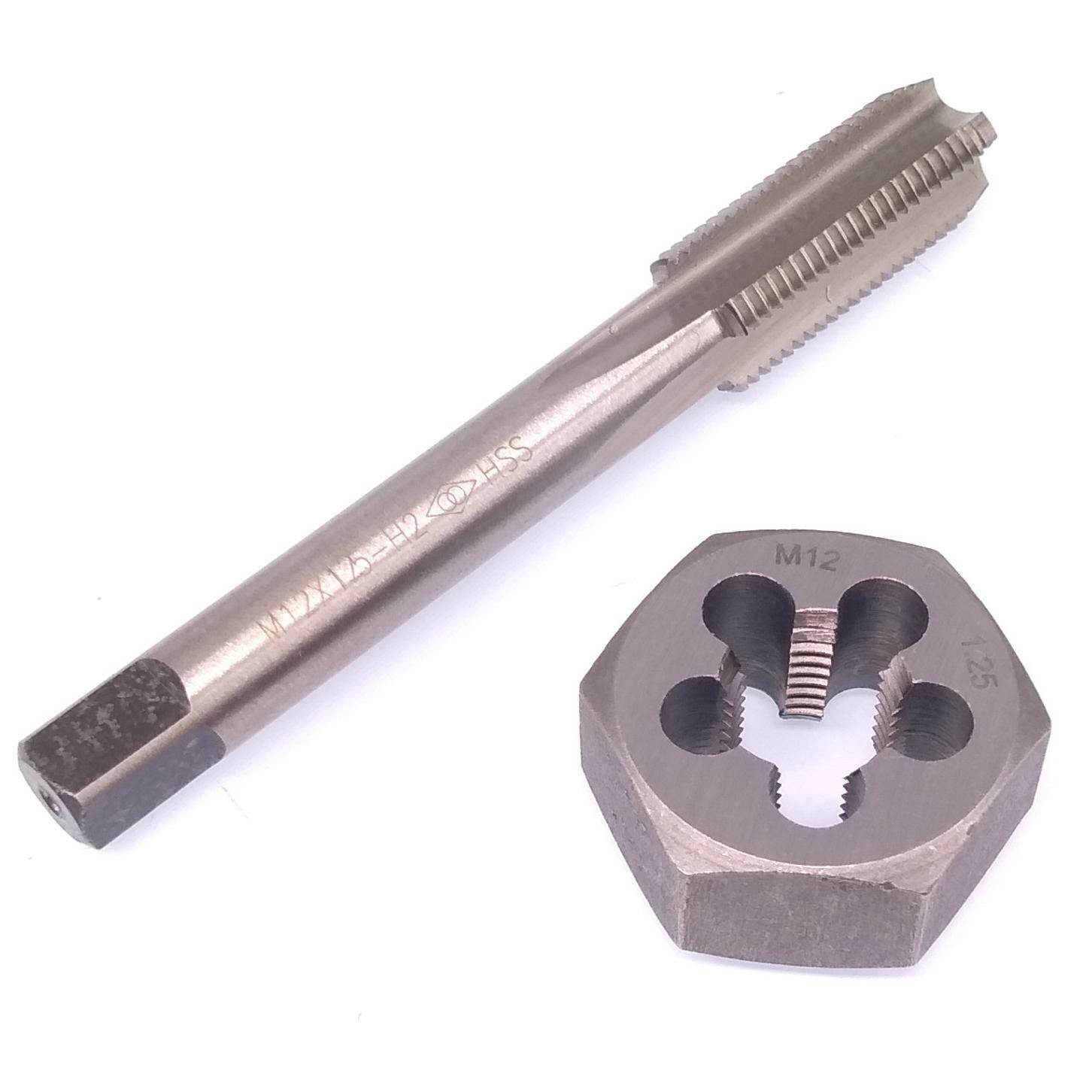 HSS M12 x 1.25mm Tap & M12 x 1.25mm Hexagon Die Metric Thread Right