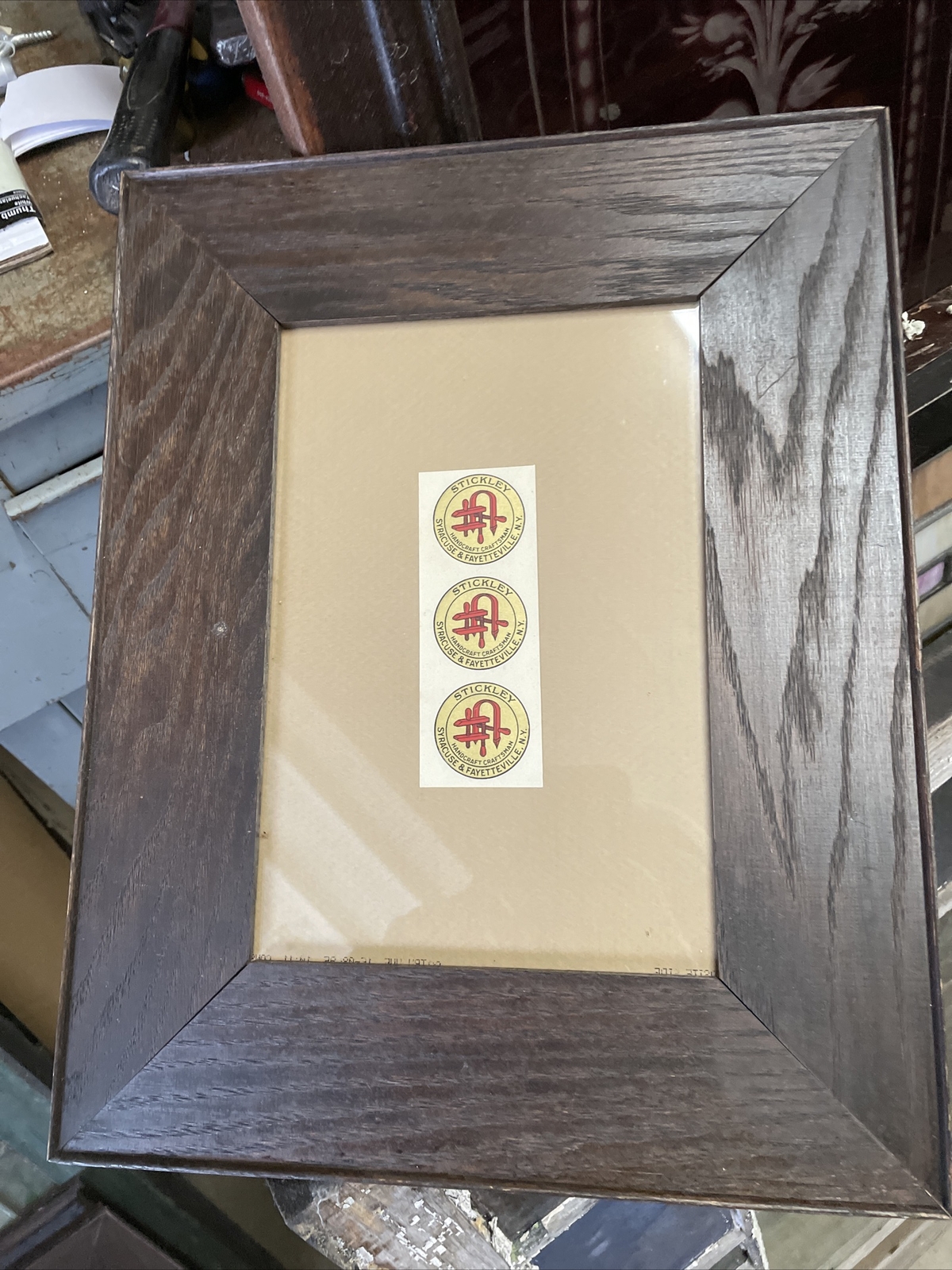 antique Stickley factory stickers Syracuse and Fayetteville In Frame eBay