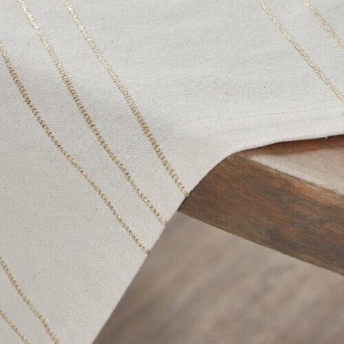 Set of 2 Table Throws - Ashwell Stripe & Metallic Cotton Papyrus 50 x 50 - Picture 5 of 5