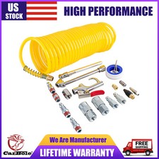 25Ft Recoil Wąż Dysze pistoletu Zestaw 1/4" NPT Sprężarka powietrza Zestaw akcesoriów Zestaw 20 szt.