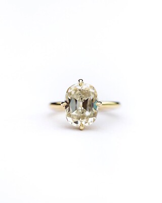 4.55 CT Old Mine Cut Elongated Cushion Cut Moissanite Compass Set Solitaire Ring