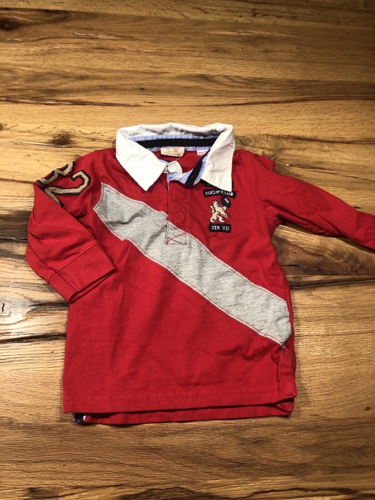 Zara Baby Boy Shirt Lamgarm Longsleeve Pulli Polo Gr. 74/80 Jungen Rot