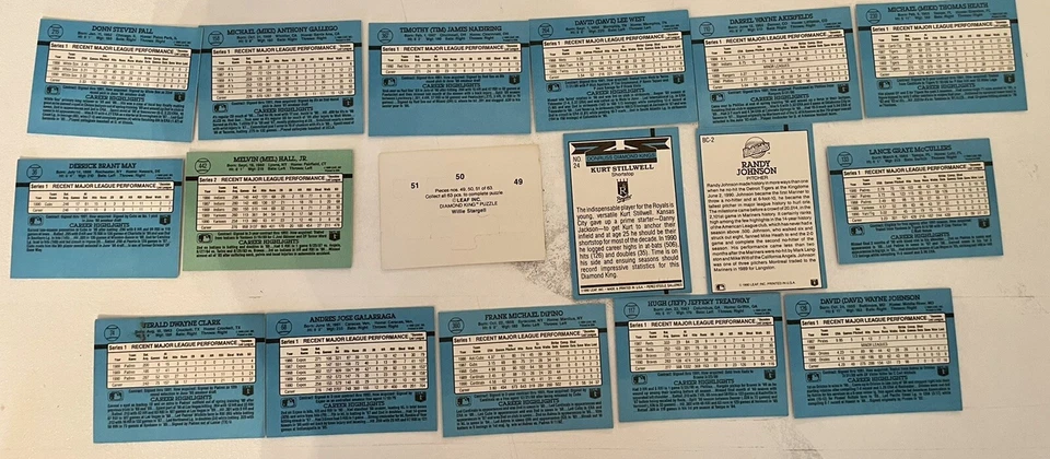 1990 - JUEGO DE 16 TARJETAS DE BÉISBOL HOJA CON PIEZA DE ROMPECABEZAS CASI COMO NUEVAS  Foto 2 de 3