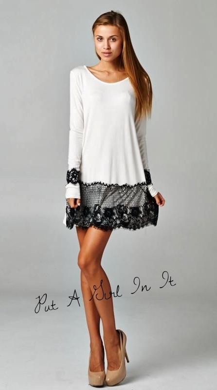 chinese dress ladies Women's Slice of Heaven Lace Shirt Dress in White main image 0
