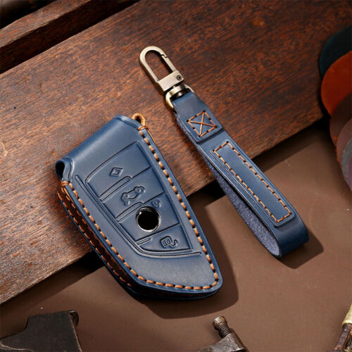 Holder Shell Cover For BMW X1 X3 X5 X6 X7 5 7 Series G30 Leather Key Case Fob - Photo 1 sur 13