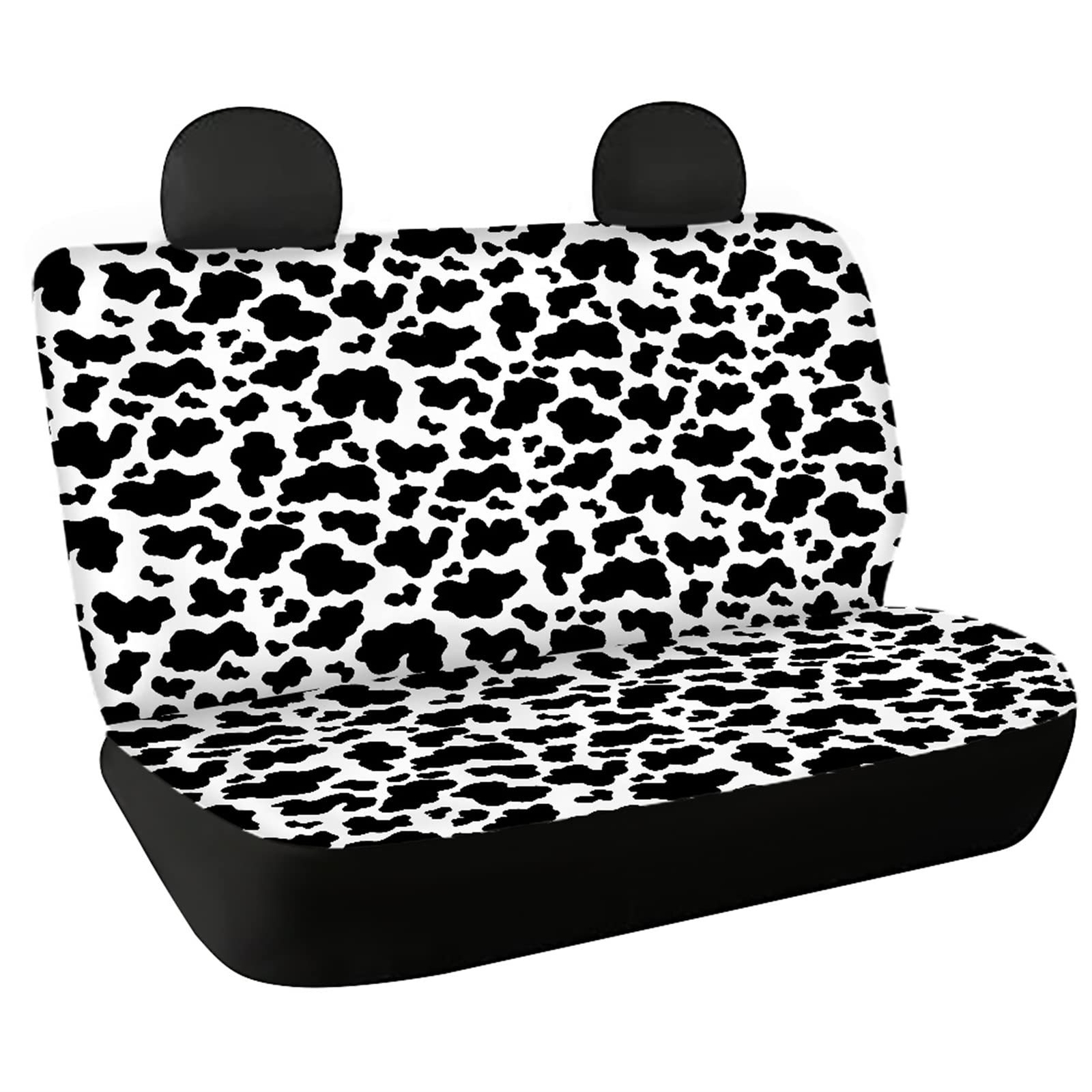 Cow Black White Auto Rear Bench Seat Protector Car Back Seat Covers Set of 2