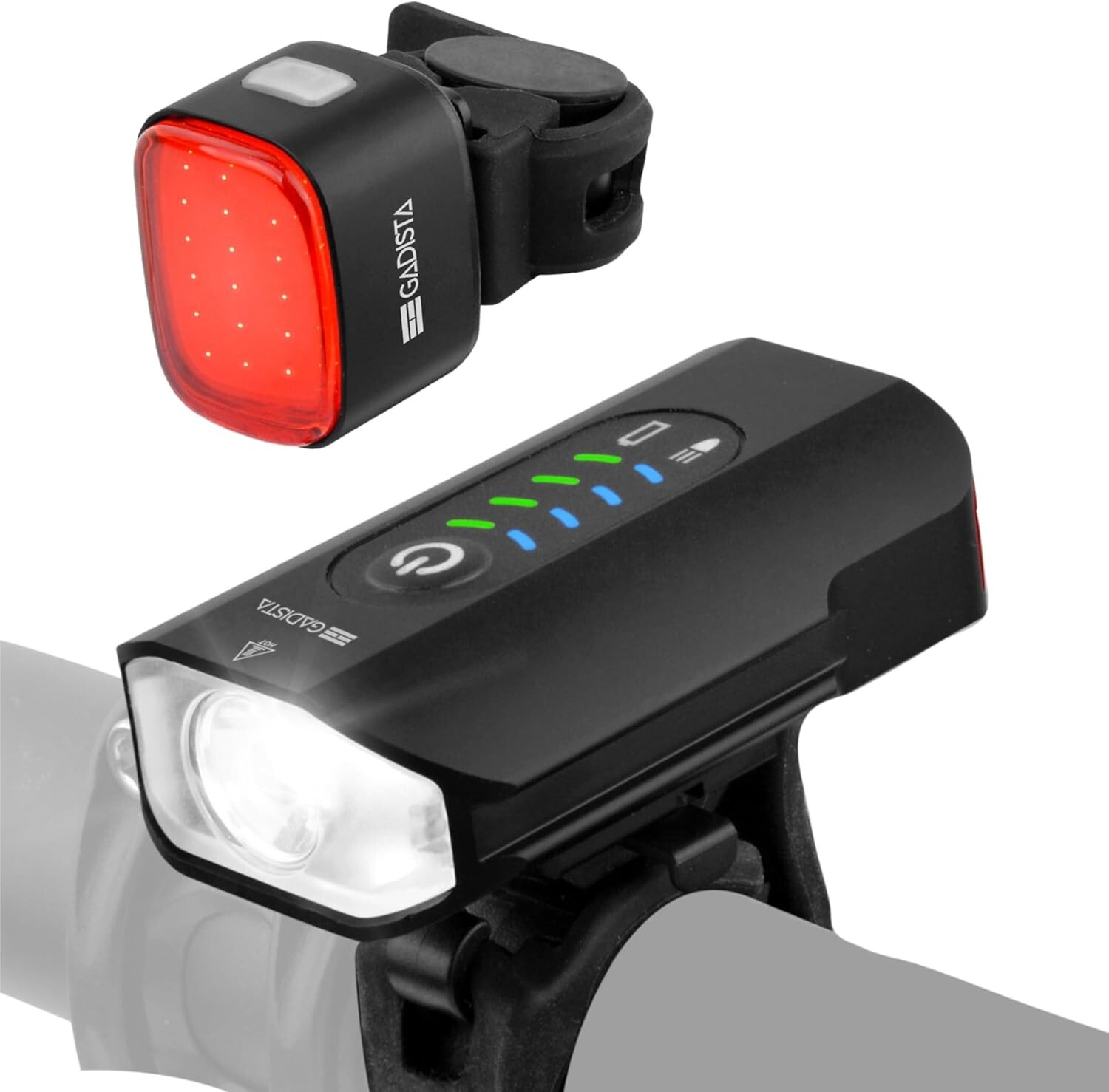Kit éclairage vélo LED GADISTA en alu robuste avec autonomie longue durée