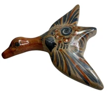 Vintage Tonala Mexican Hand Painted Pottery Flying Bird Figurines Wall Hanging