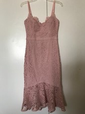Guess Teens/Juniors Rose Quartz Bodycon Lace With Flounced Hem Dress