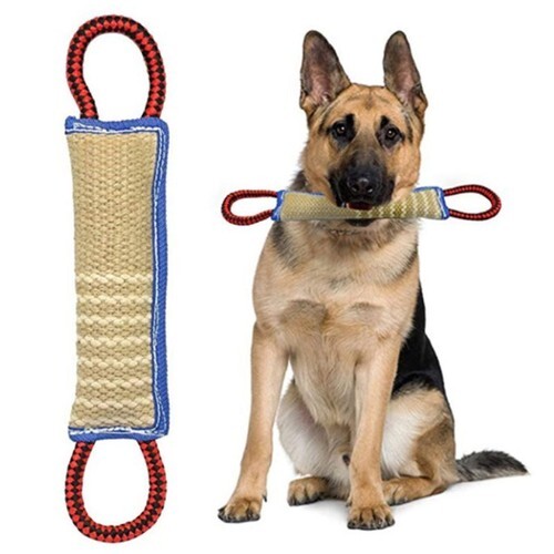 Dog Tug Bite Pillow Jute Bite Chewing Fetch Toy Puppy Training Interactive P~dr - Picture 2 of 8